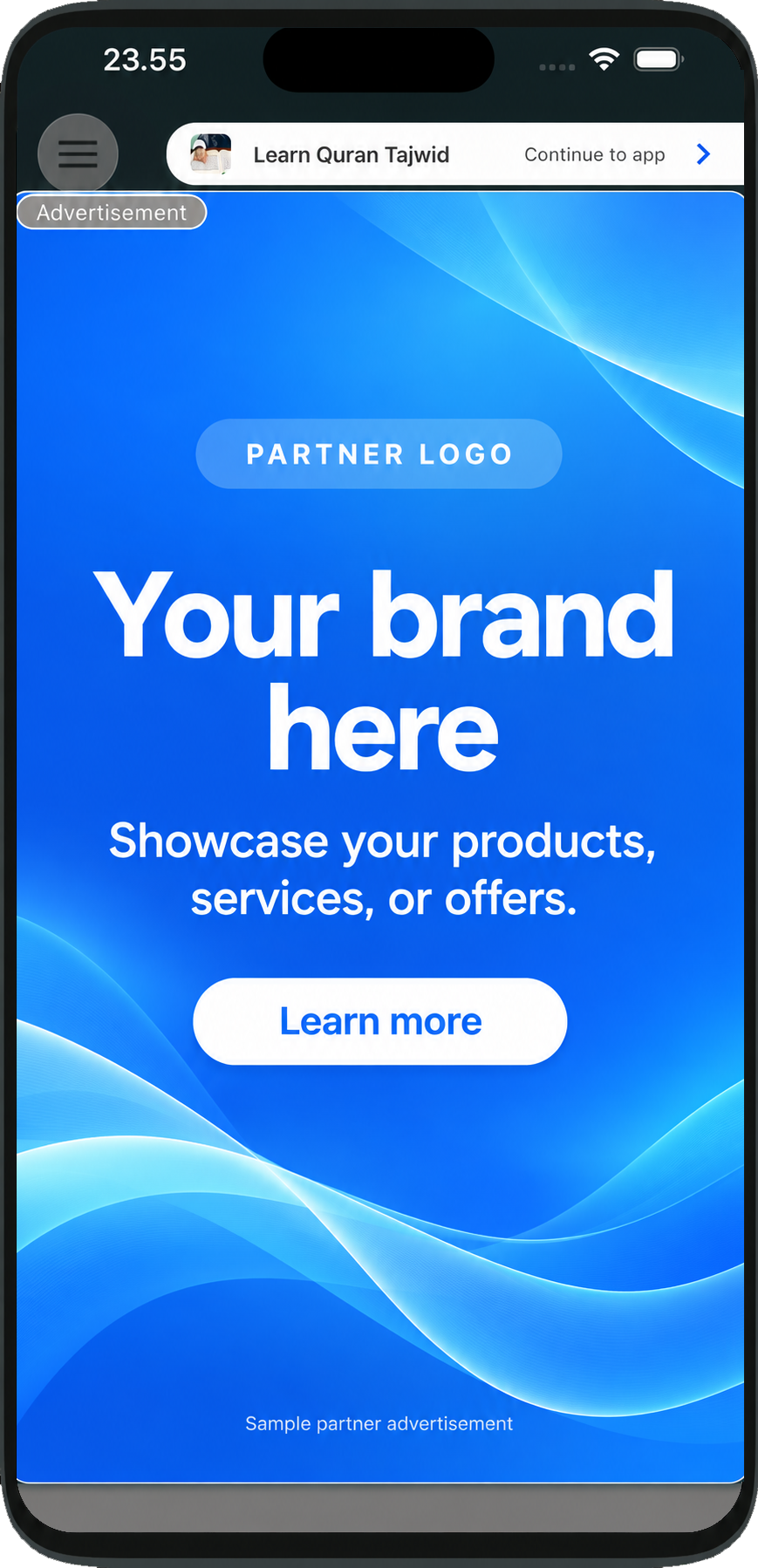 Full-screen ad when the app opens, Portrait screen