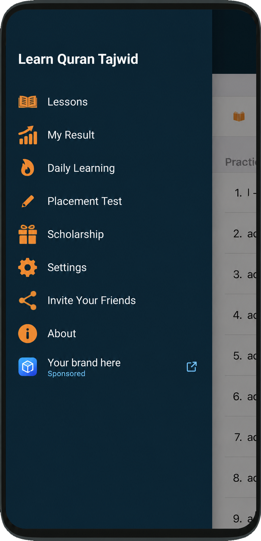 Sponsored menu link, Vertical screen